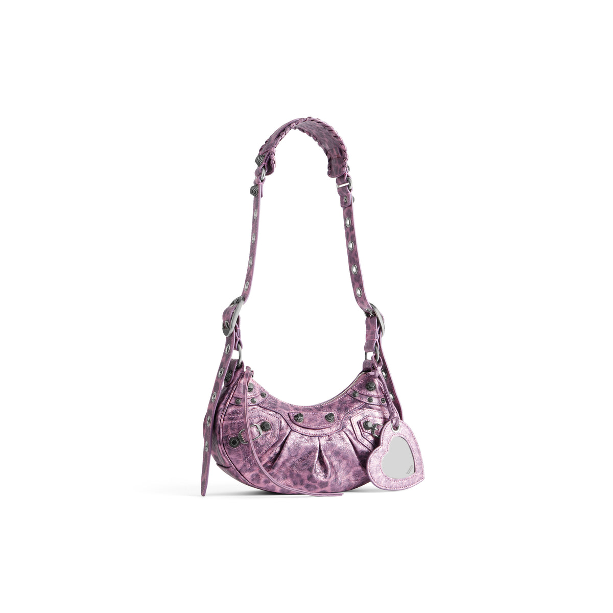 Le Cagole XS Shoulder Bag Metallized With Leopard Print - Pink