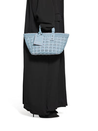 Bistro With Strap Denim pale blue & white XS Basket - Pale Blue & White