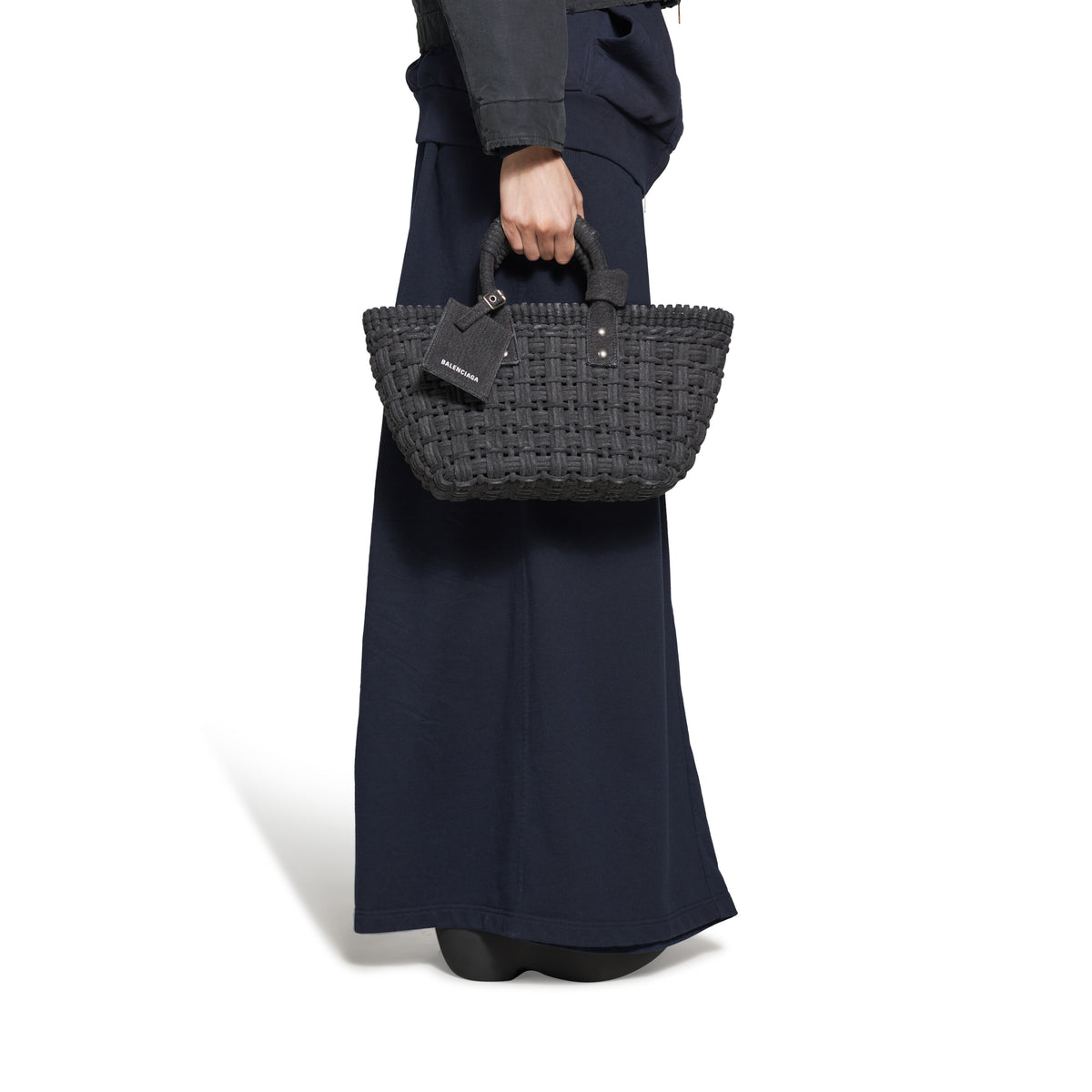 Bistro XS Basket With Strap Denim - Black & Light White