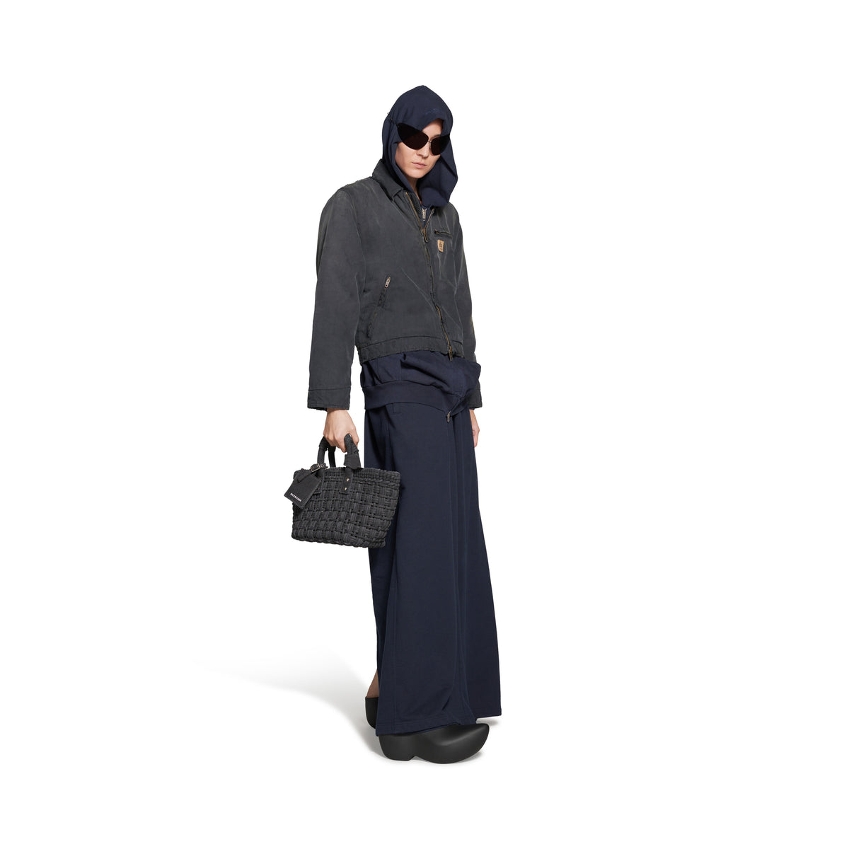 Bistro XS Basket With Strap Denim - Black & Light White