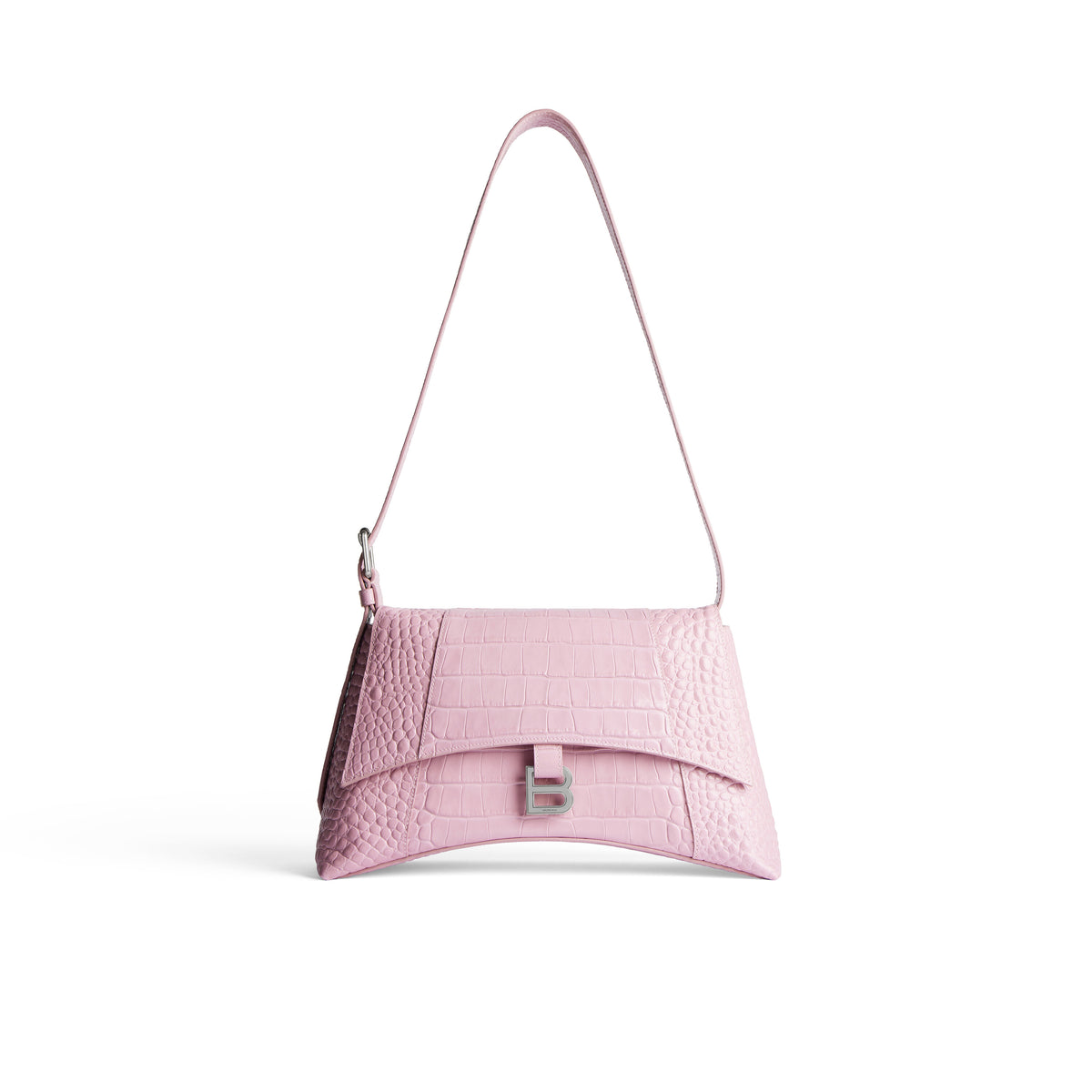 Downtown Medium Shoulder Bag Crocodile Embossed - Pink