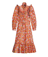 Ruffle Dress Coat - Red