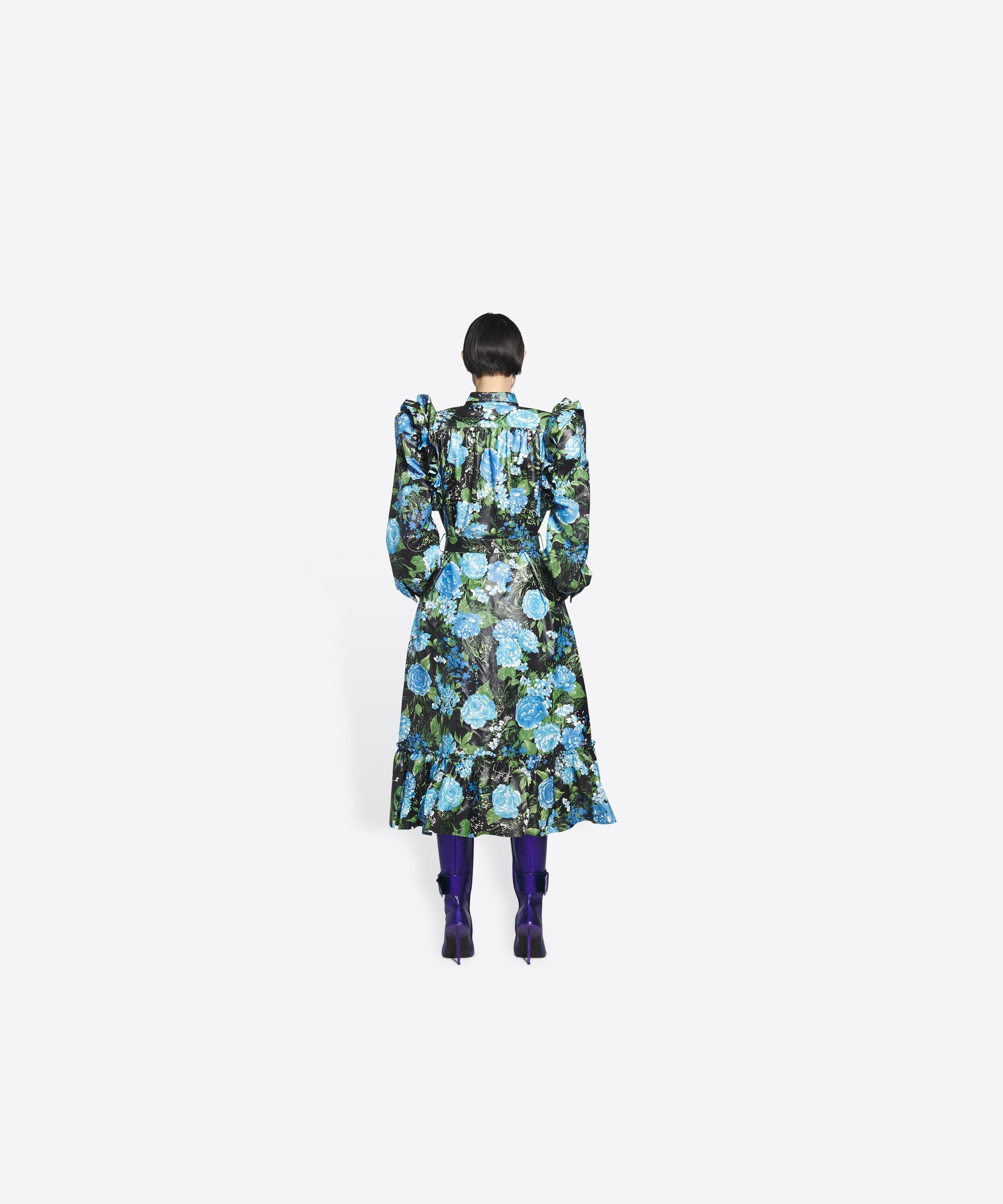 Bow Dress Coat - Blue & Black
