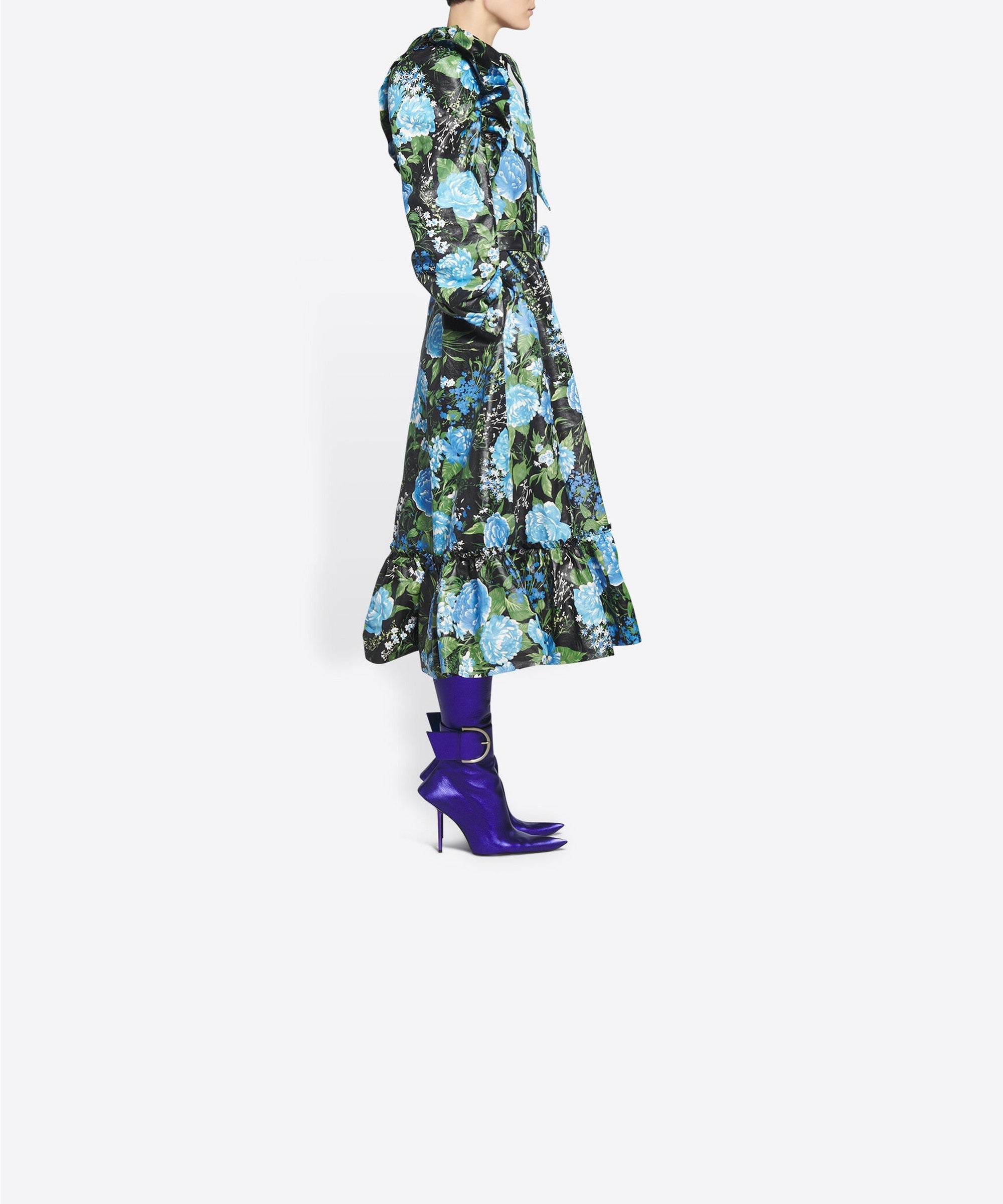 Bow Dress Coat - Blue & Black