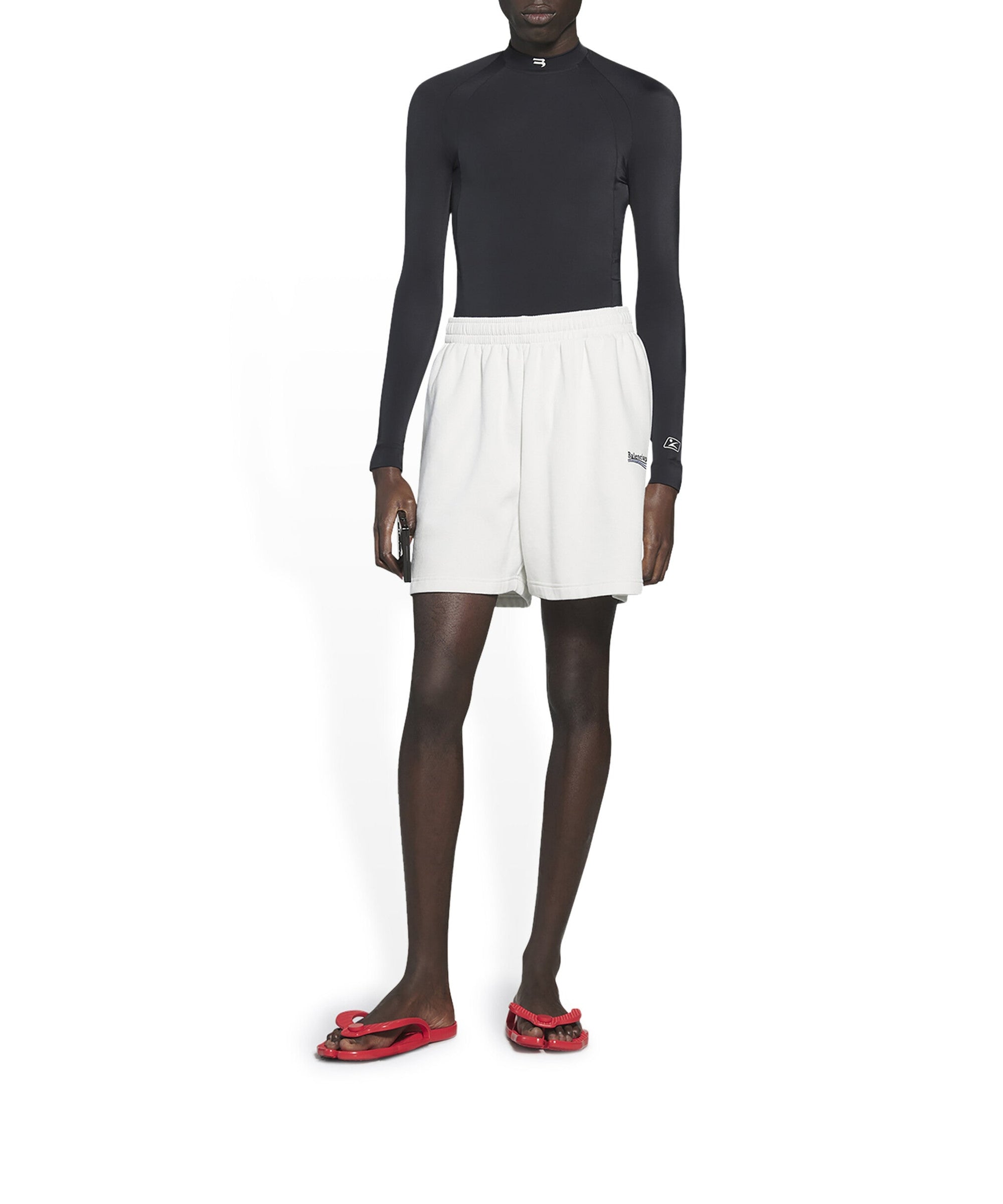 Political Campaign Sweat Shorts - Dirty White & Black & Blue