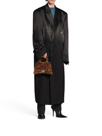 Hourglass With Strap With Leopard Print brown & black Small Handbag - Brown & Black