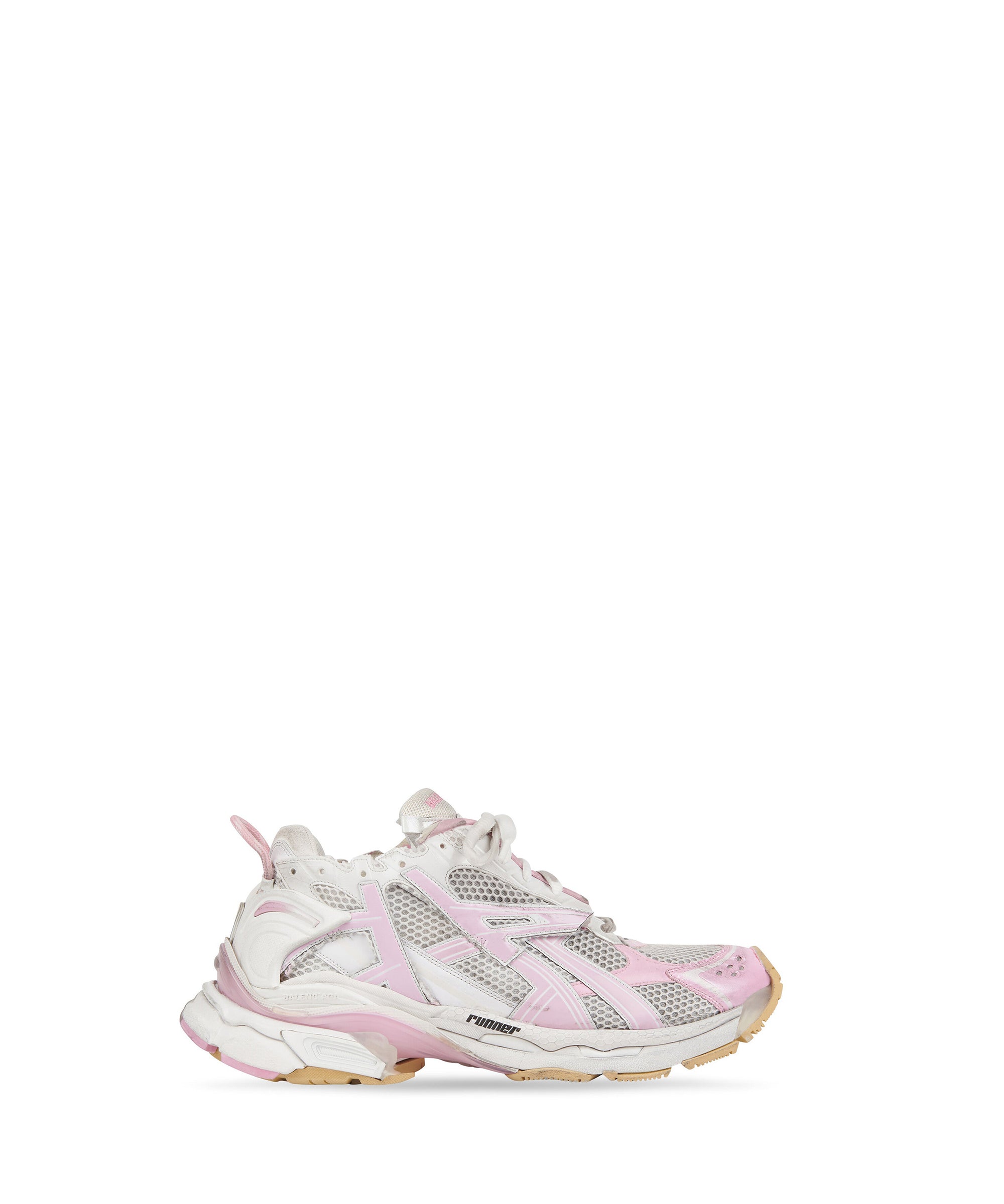 Runner Sneakers - White & Pink & Beige