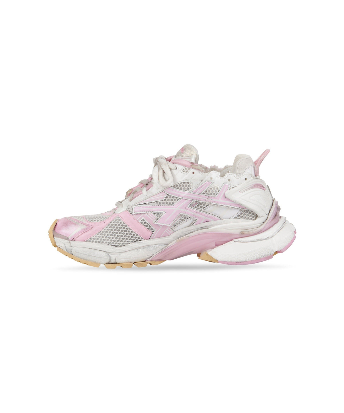 Runner Sneakers - White & Pink & Beige