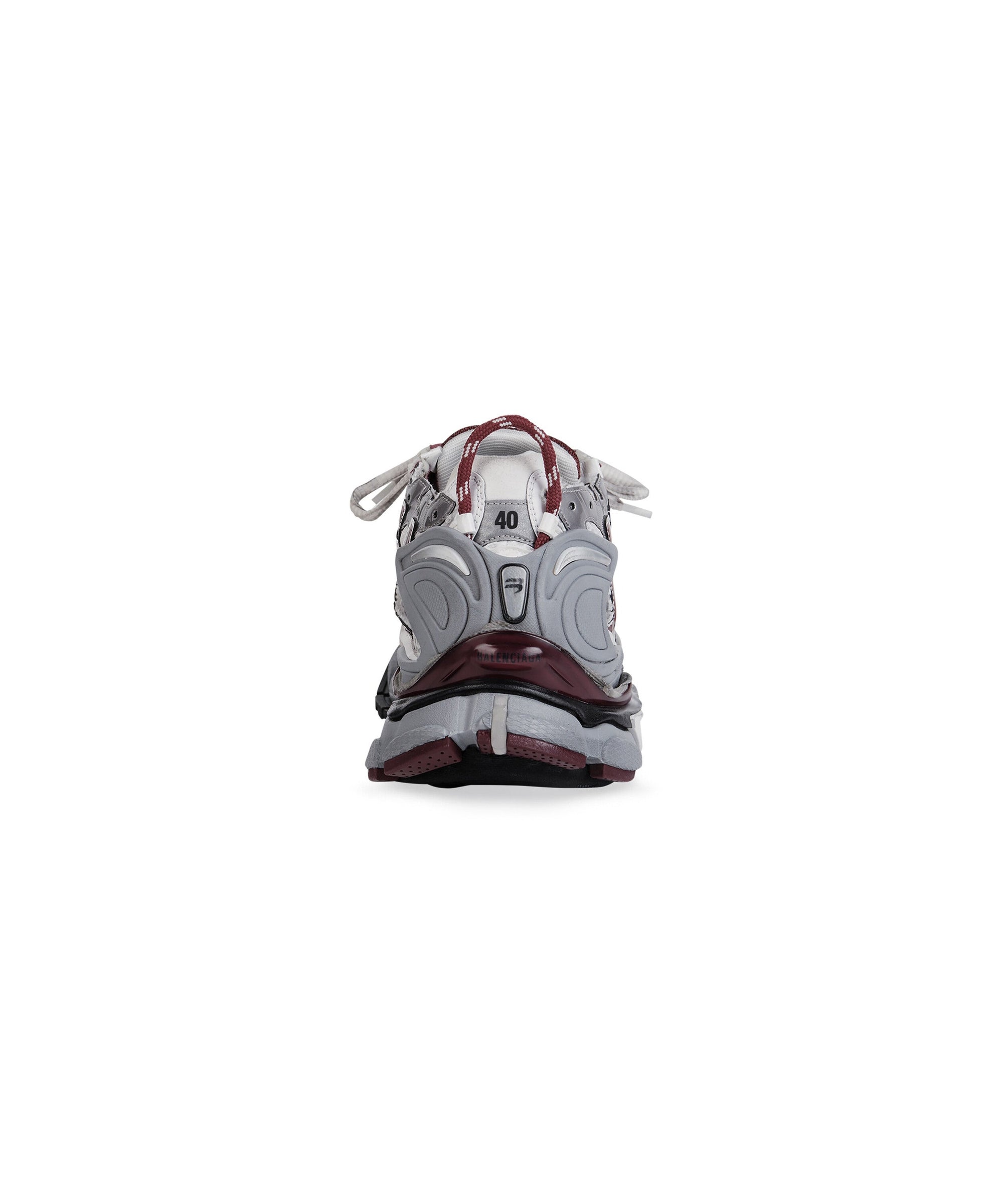 Runner Sneakers - White & Burgundy & Grey