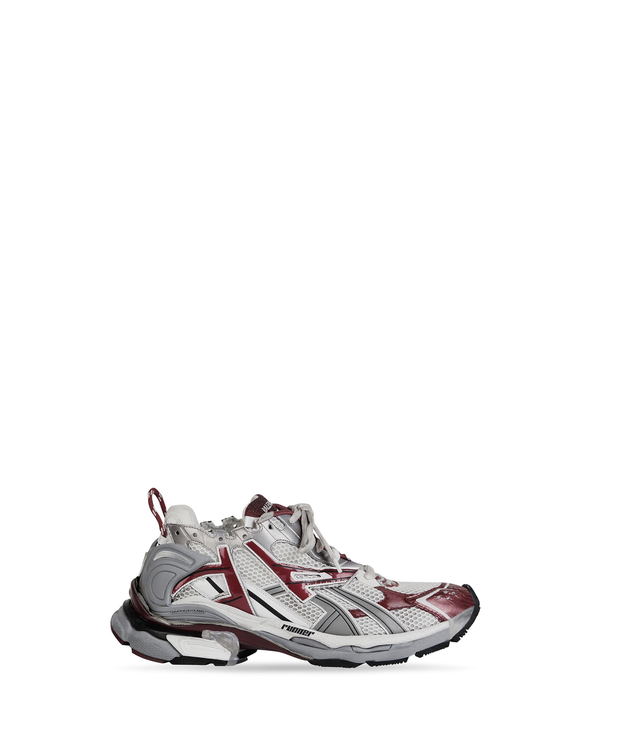 Runner Sneakers - White & Burgundy & Grey