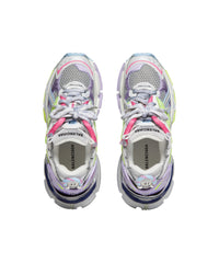 Runner Sneakers - Grey & Purple & Neon Yellow