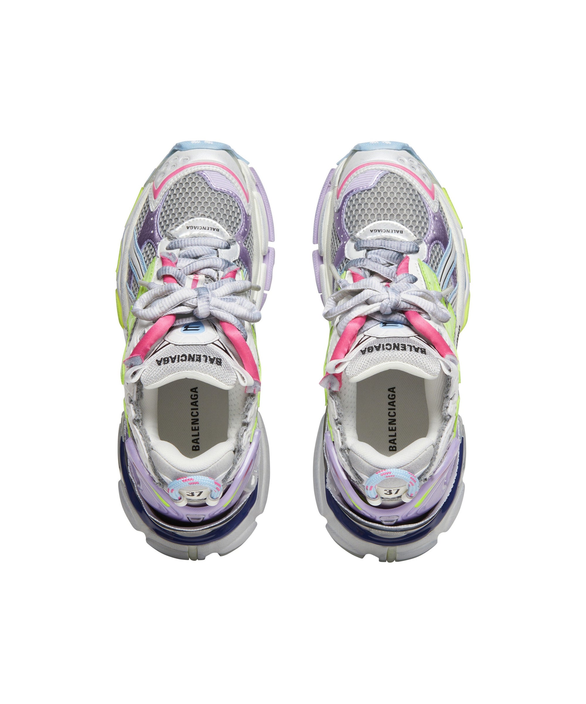 Runner Sneakers - Grey & Purple & Neon Yellow