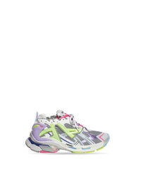Runner Sneakers - Grey & Purple & Neon Yellow