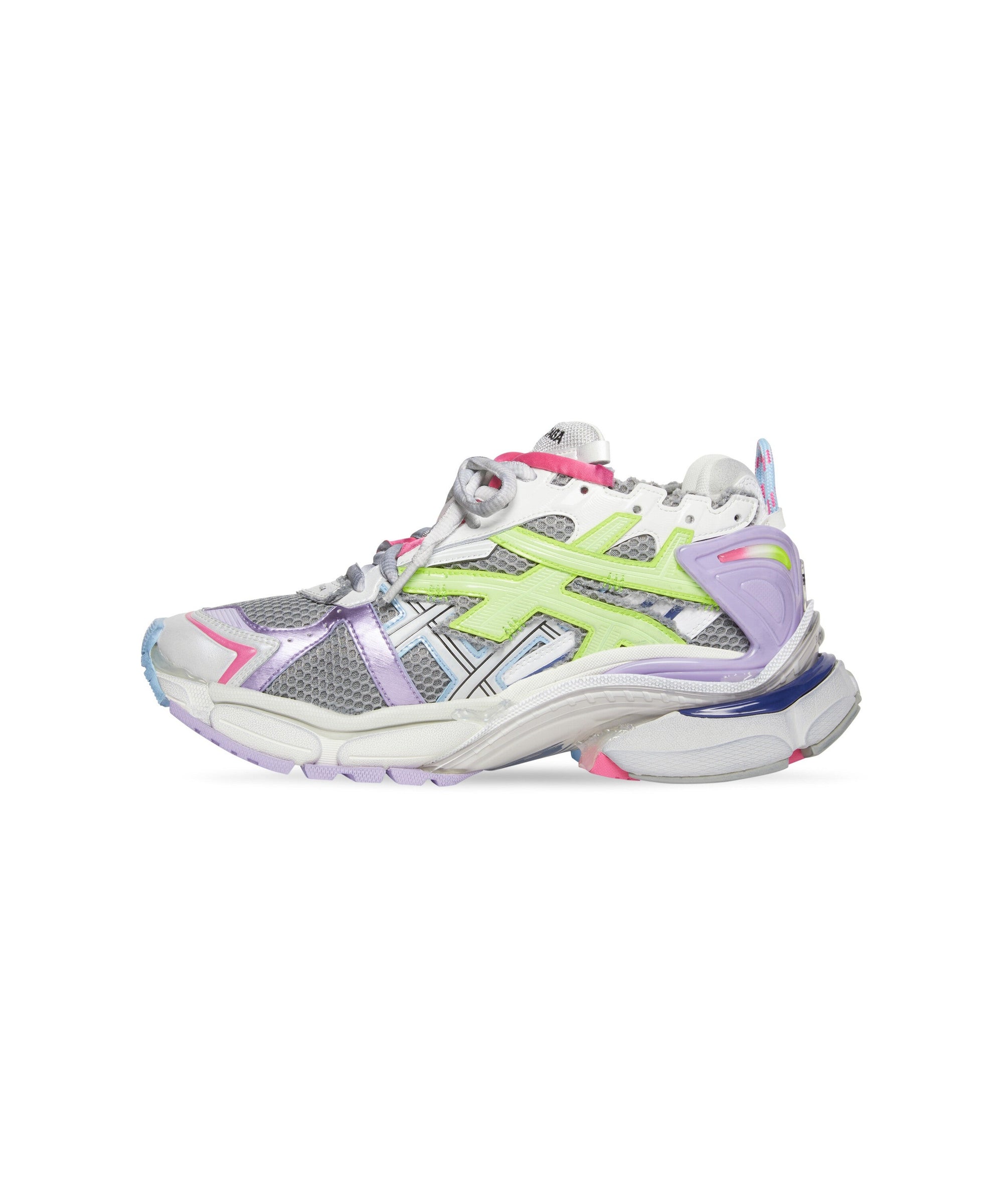 Runner Sneakers - Grey & Purple & Neon Yellow