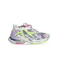 Runner Sneakers - Grey & Purple & Neon Yellow