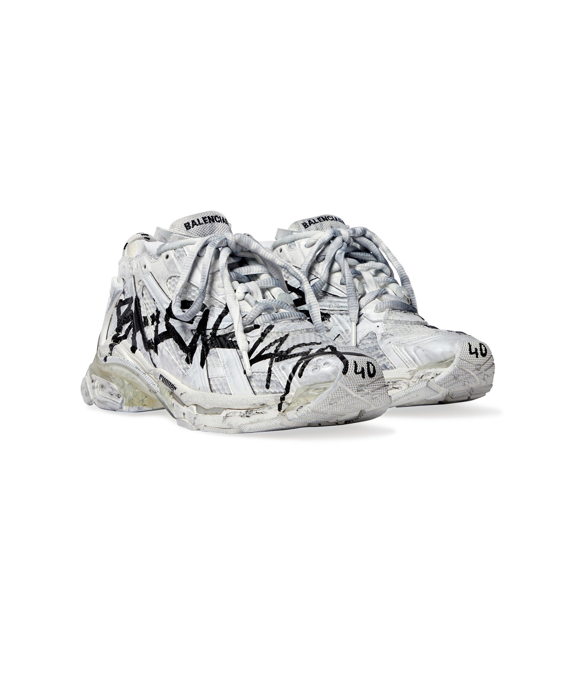 Runner Graffiti Sneakers - White & Black