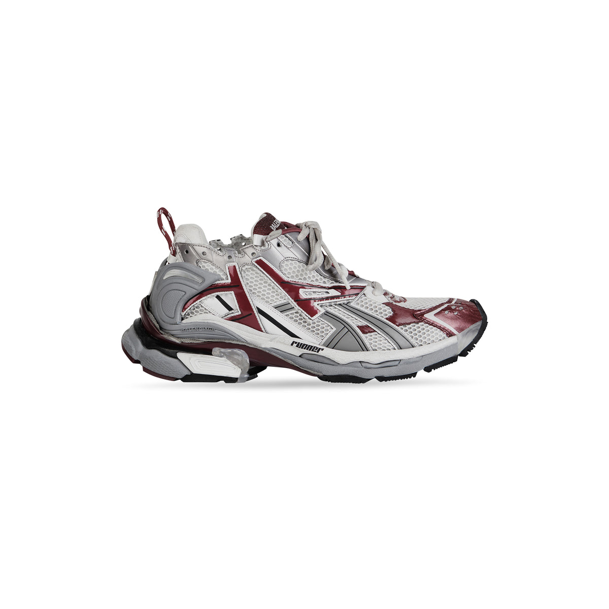 Runner Sneakers - White & Burgundy & Grey