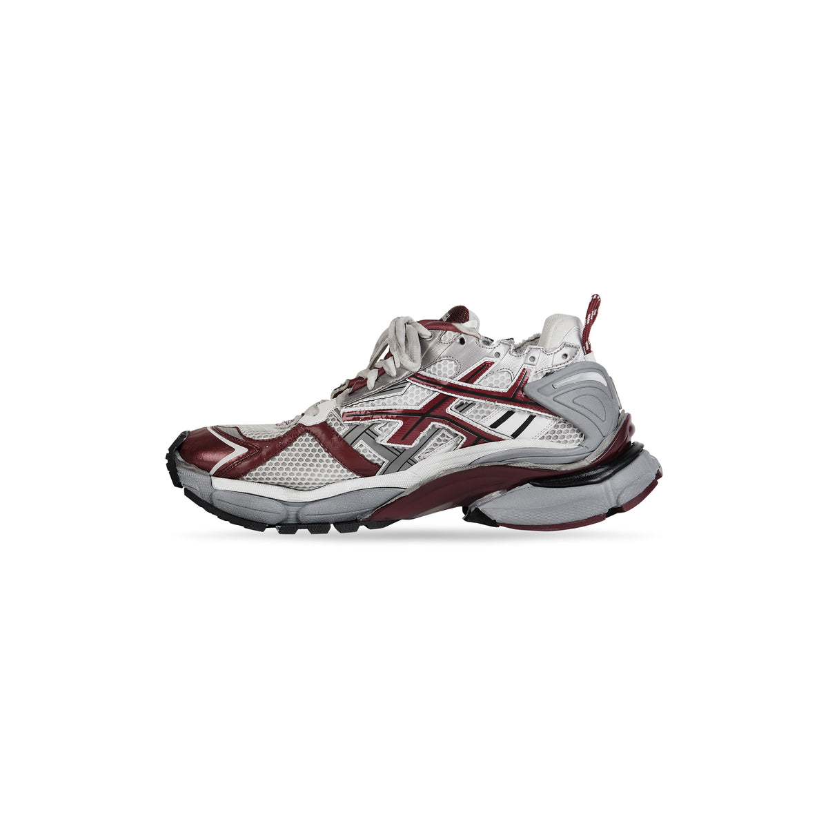 Runner Sneakers - White & Burgundy & Grey