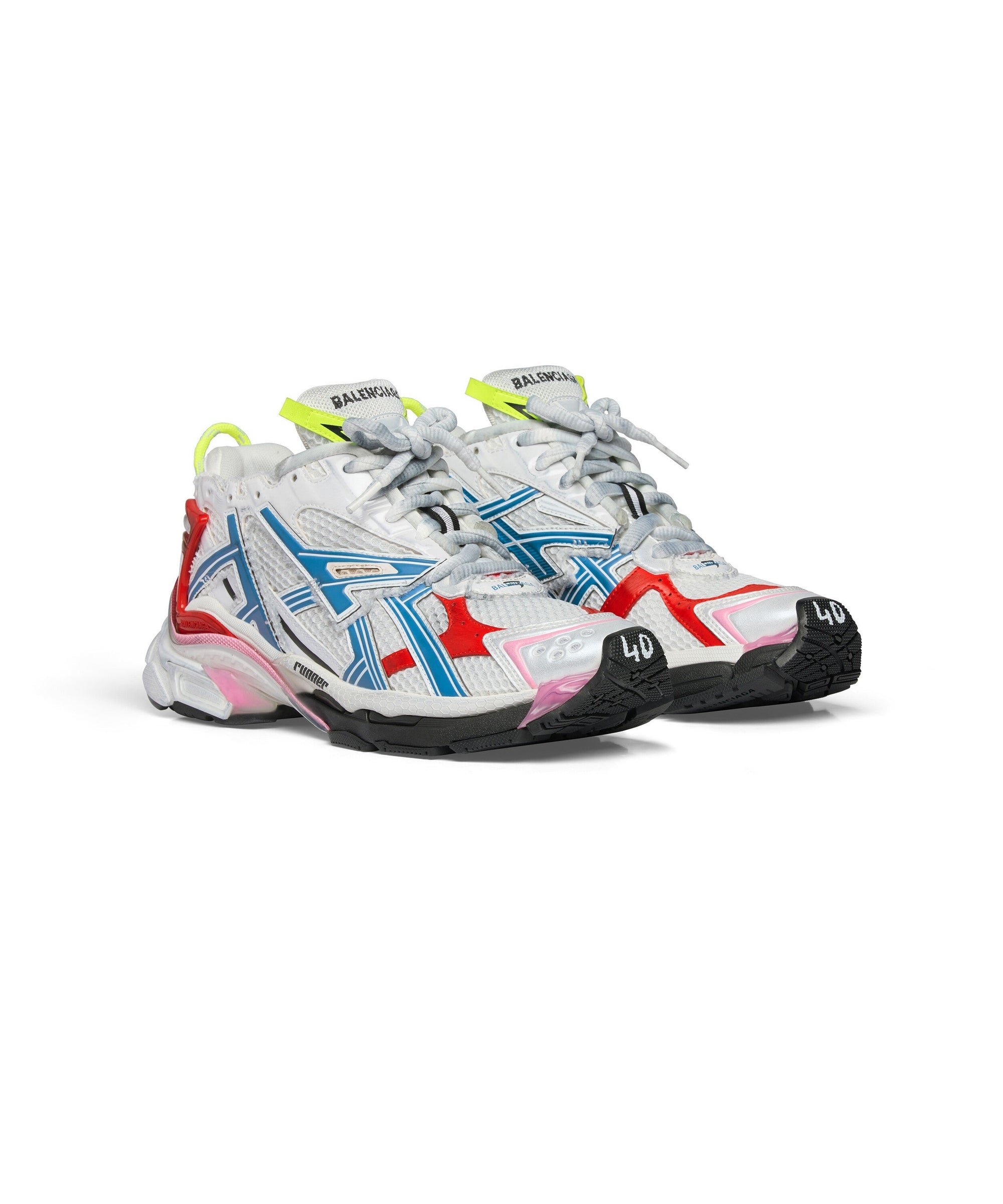 Runner Sneakers - White & Red & Blue & Pink