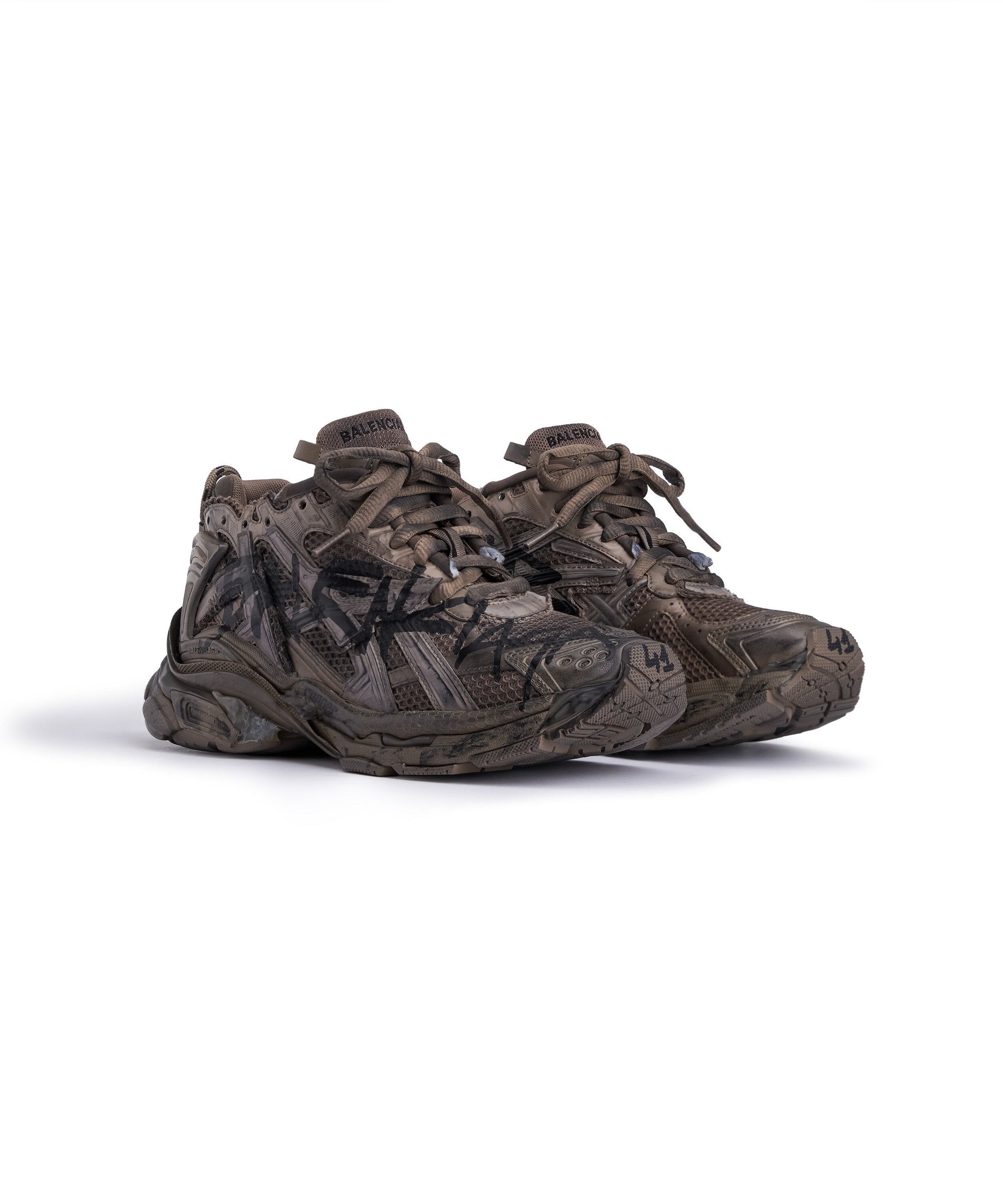 Runner Graffiti Sneakers - Dark Taupe & Black