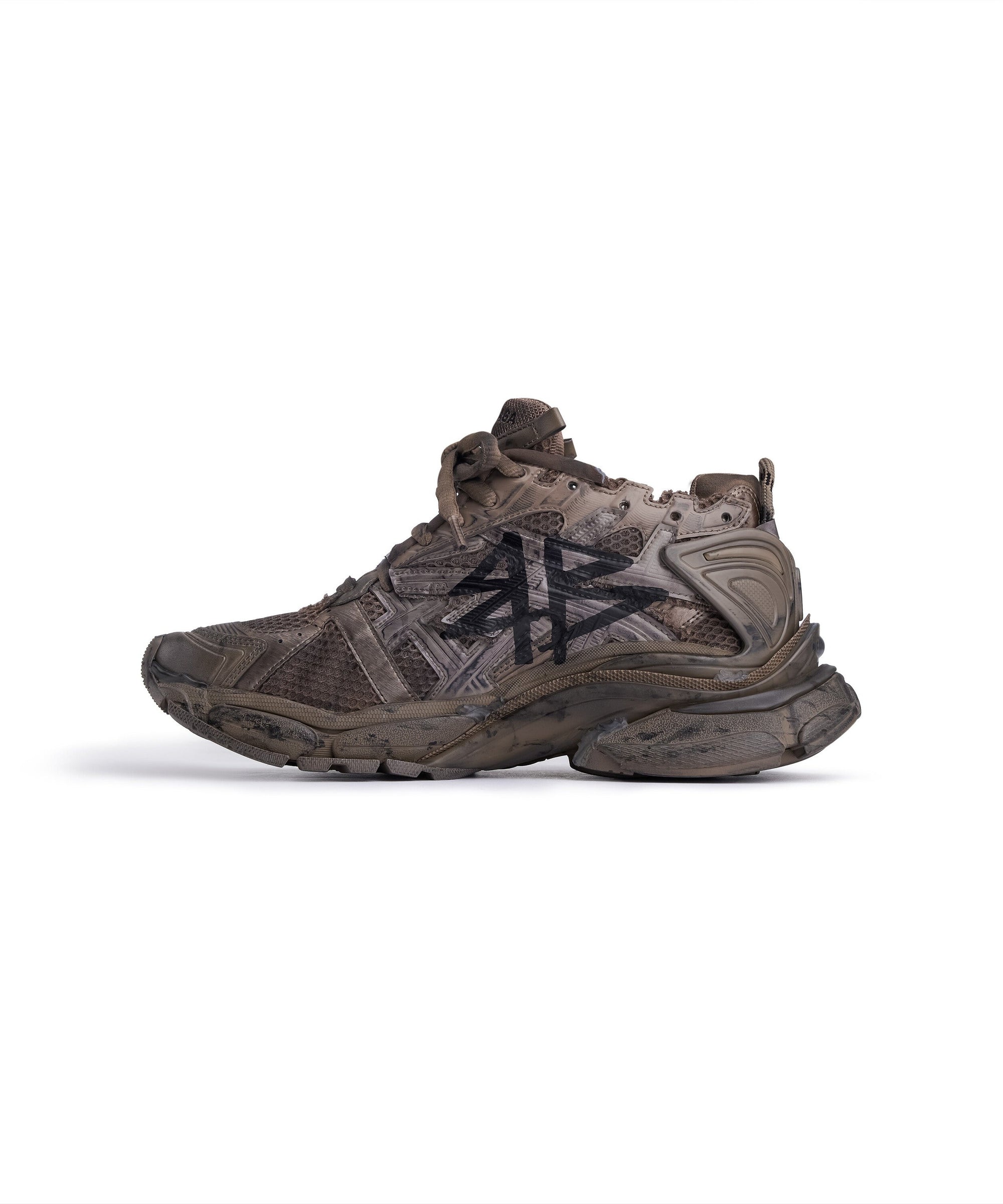 Runner Graffiti Sneakers - Dark Taupe & Black