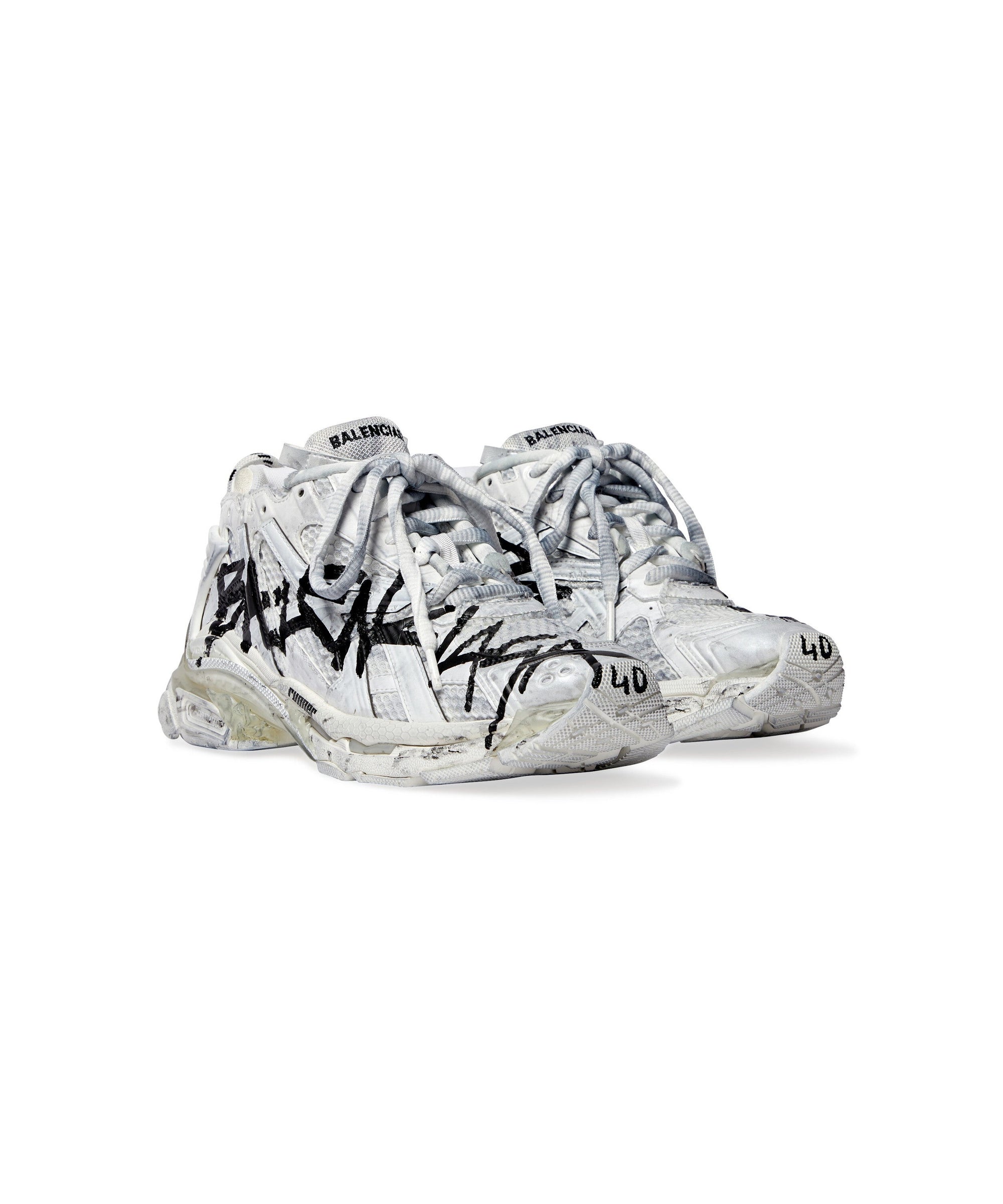 Runner Graffiti Sneakers - White & Black