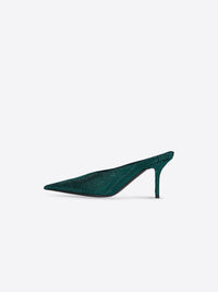 Square Knife with rhinestones dark green bottle 80mm Mules - Dark Green Bottle