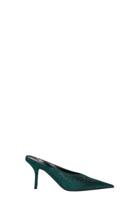 Square Knife with rhinestones dark green bottle 80mm Mules - Dark Green Bottle