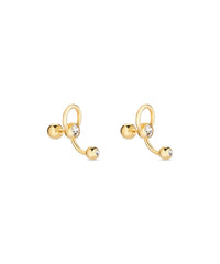 Force Ball Earrings - Shiny Gold & Crystal