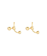 Force Ball Earrings - Shiny Gold & Crystal