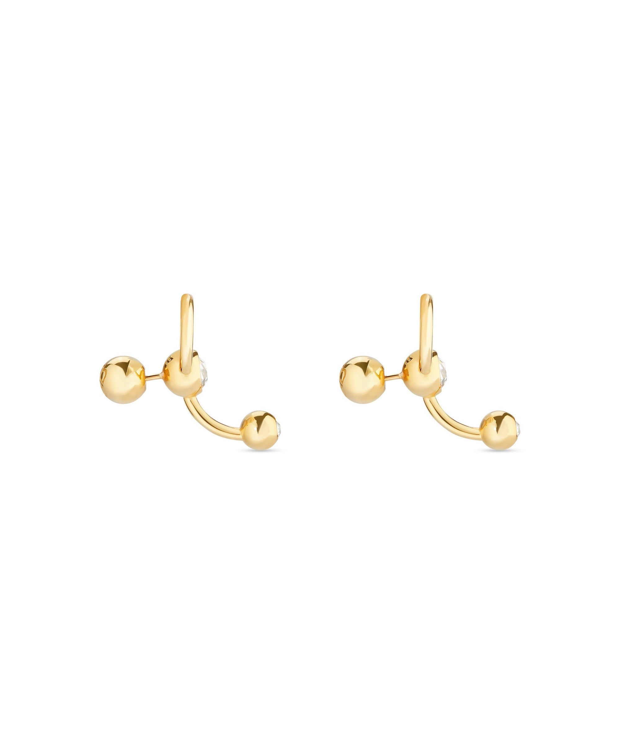 Force Ball Earrings - Shiny Gold & Crystal