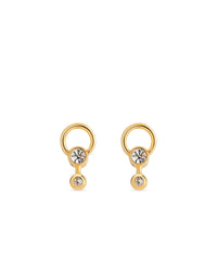 Force Ball Earrings - Shiny Gold & Crystal