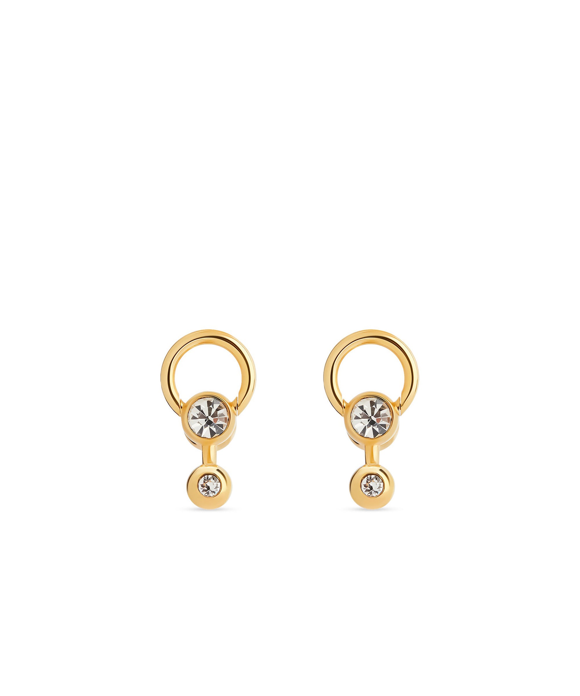 Force Ball Earrings - Shiny Gold & Crystal