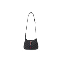 Hacker Small Hobo Bag In Jacquard Canvas - Black