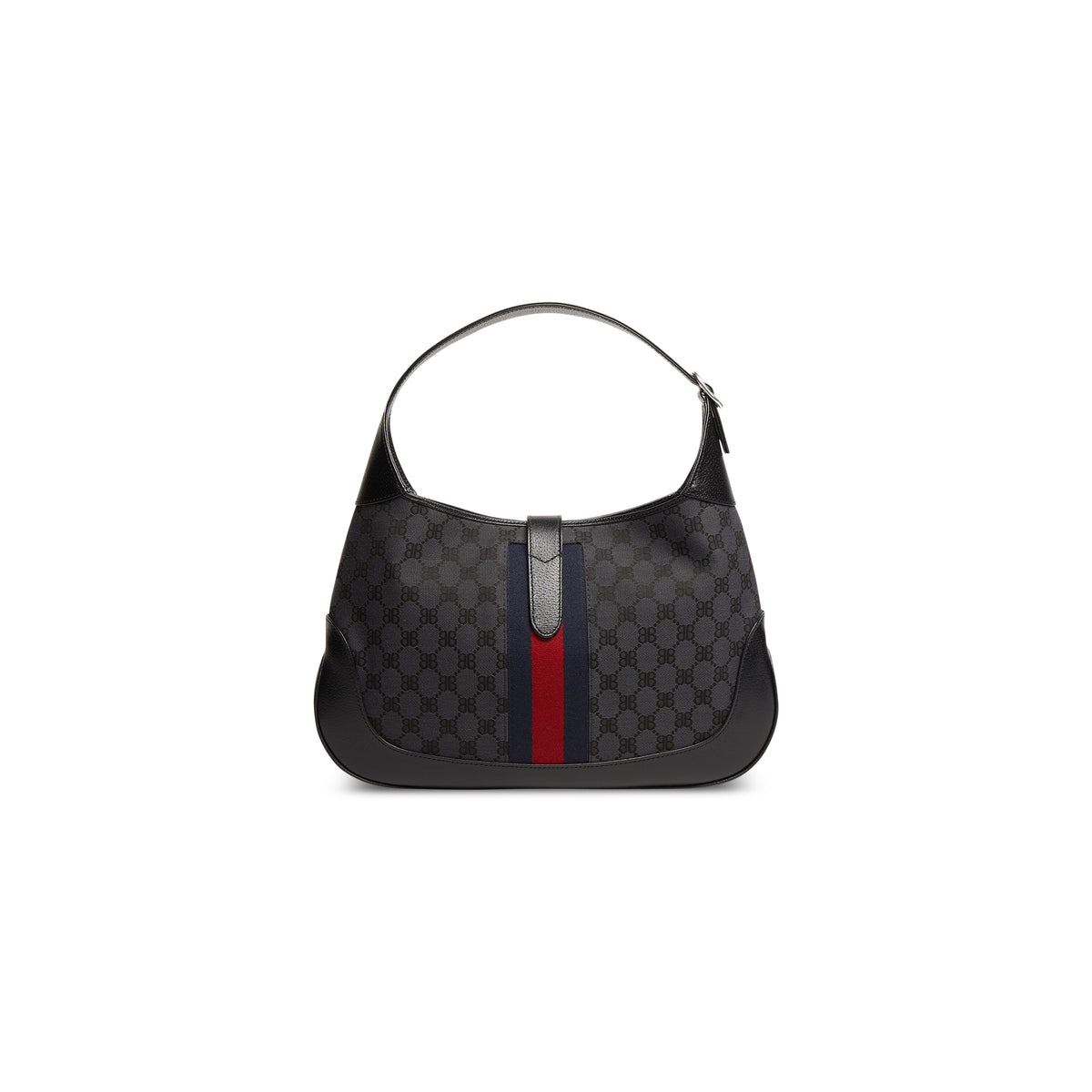 Hacker Small Hobo Bag In Jacquard Canvas - Black