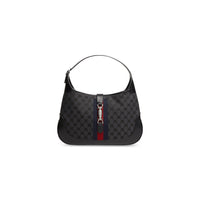 Hacker Small Hobo Bag In Jacquard Canvas - Black