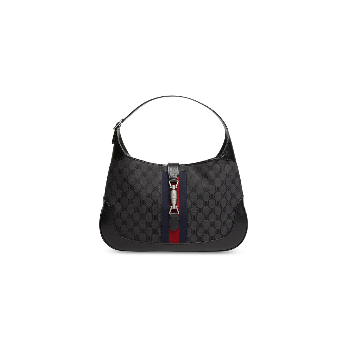 Hacker Small Hobo Bag In Jacquard Canvas - Black