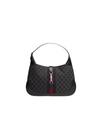Hacker Small Hobo Bag In Jacquard Canvas - Black