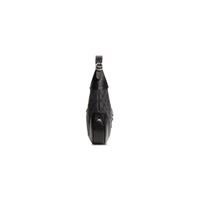 Hacker Small Hobo Bag In Jacquard Canvas - Black