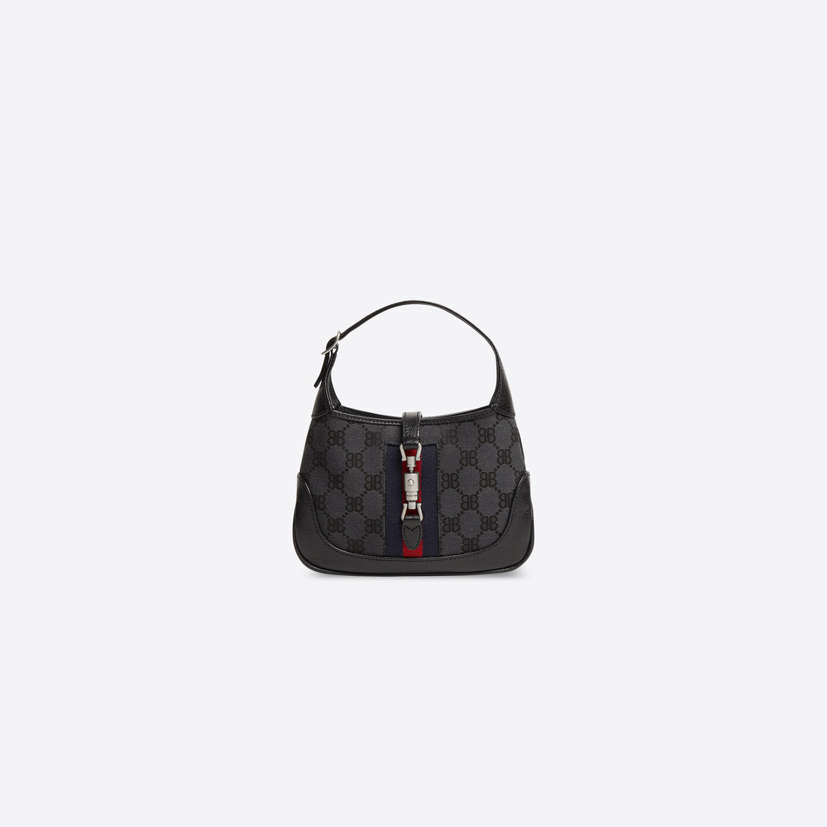 Hacker Mini Hobo Bag In Jacquard Canvas - Black