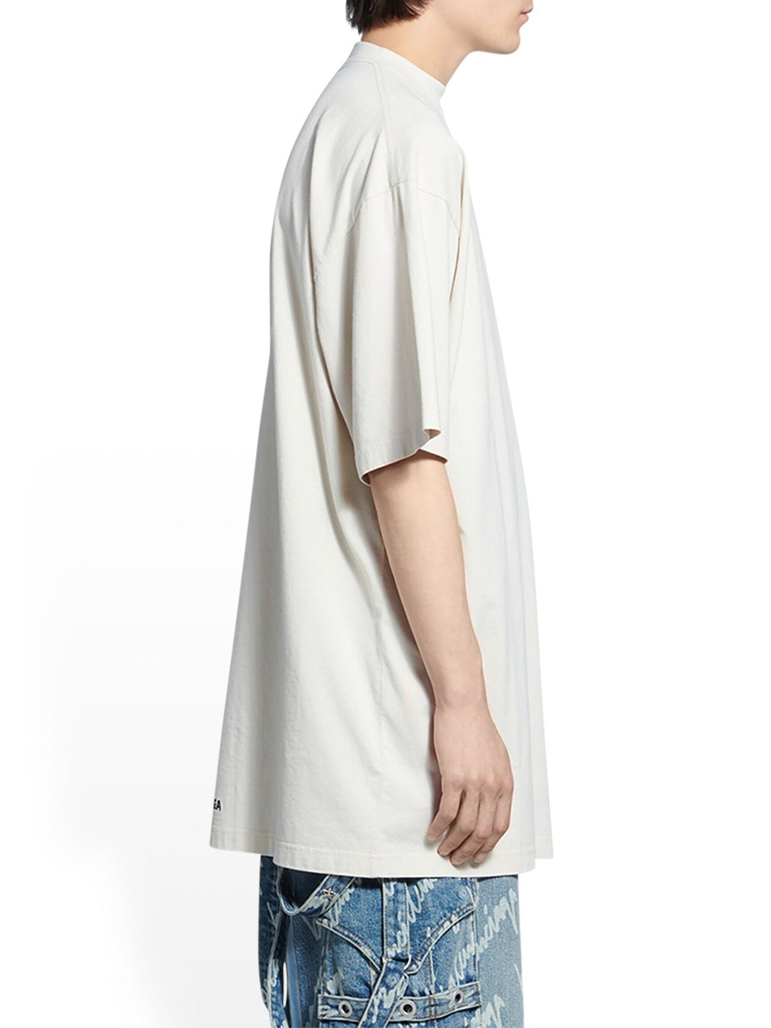 Balenciaga Back Hem Long chalky white & black T-shirt - Chalky White & Black