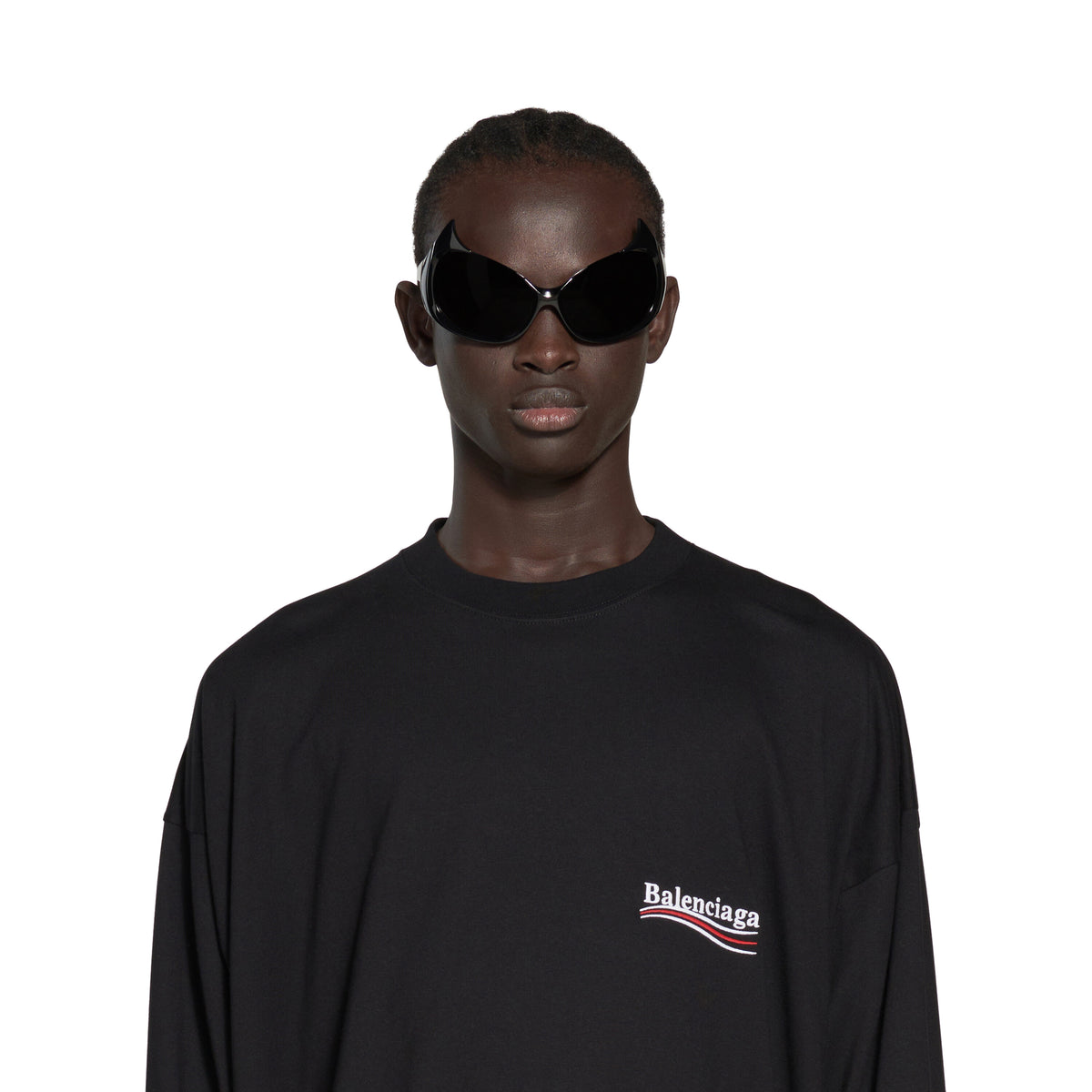 Political Campaign Long Sleeve T-Shirt Oversized - Black & White