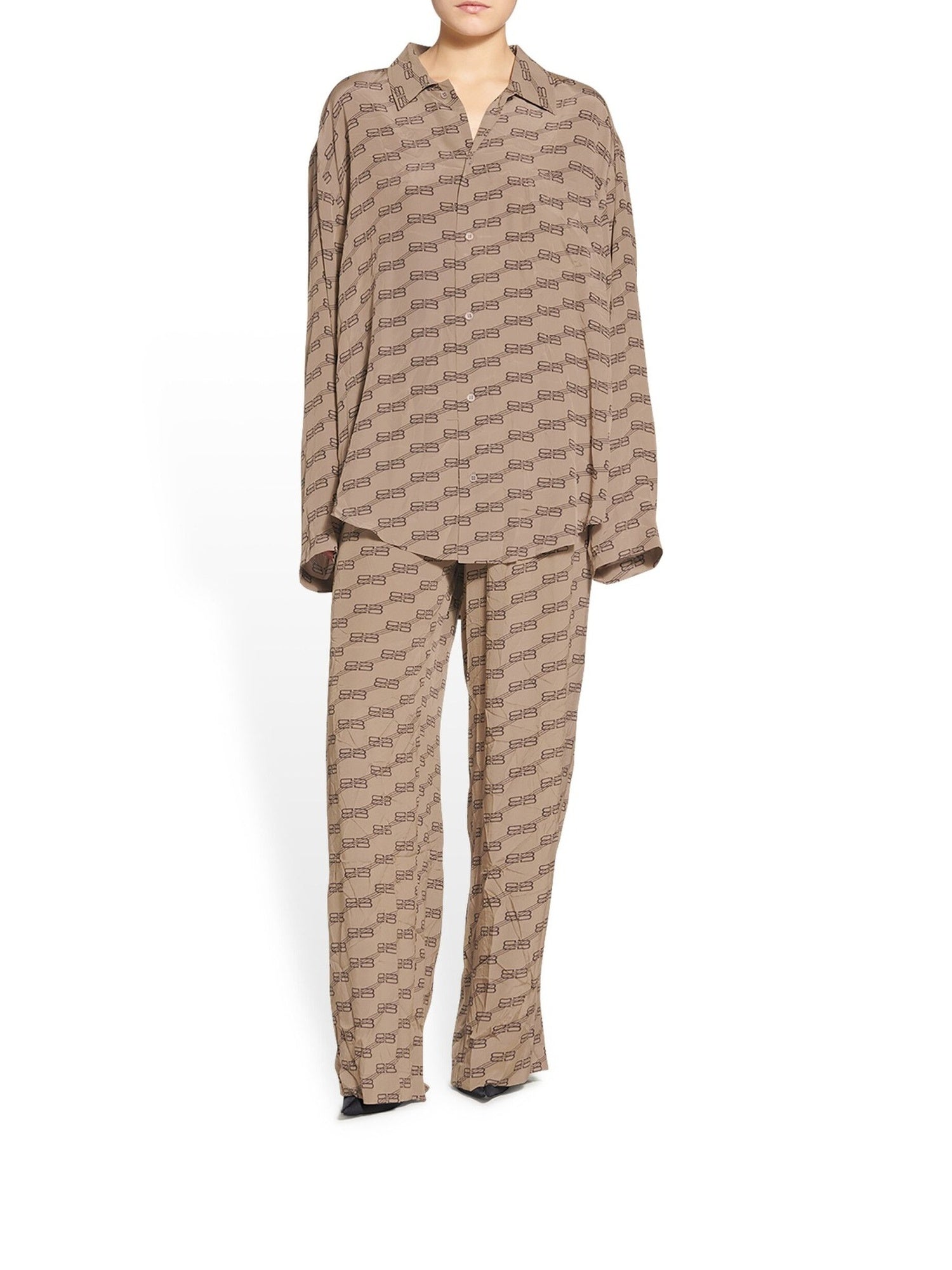 BB Monogram Minimal beige & brown Shirt - Beige & Brown