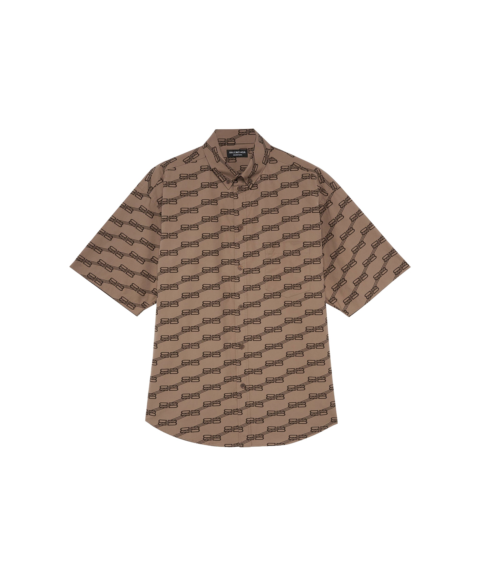 BB Monogram Short Sleeve Shirt - Beige & Brown