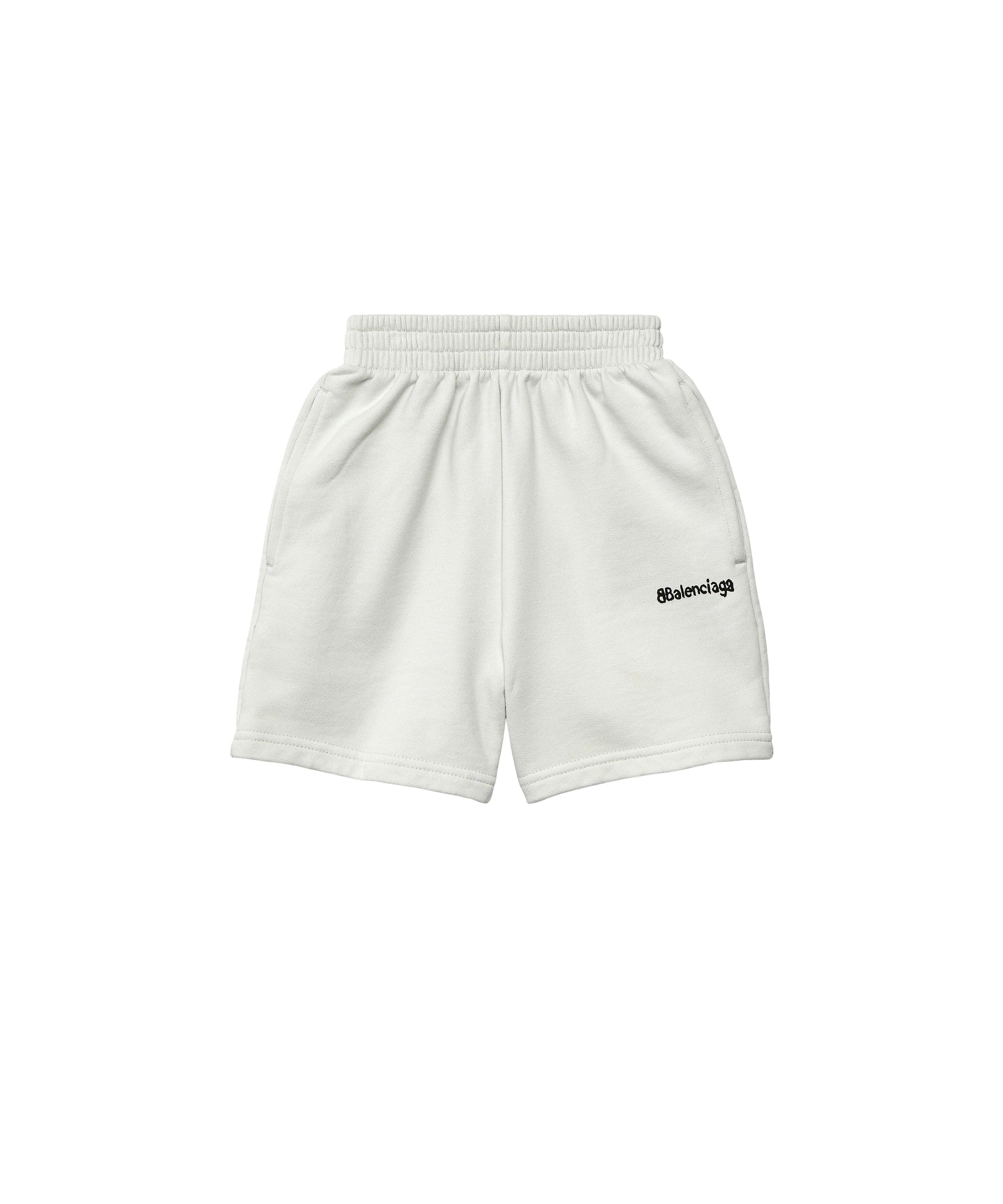 Kids Hand-Drawn BB Corp Jogging Shorts - Dirty White & Black