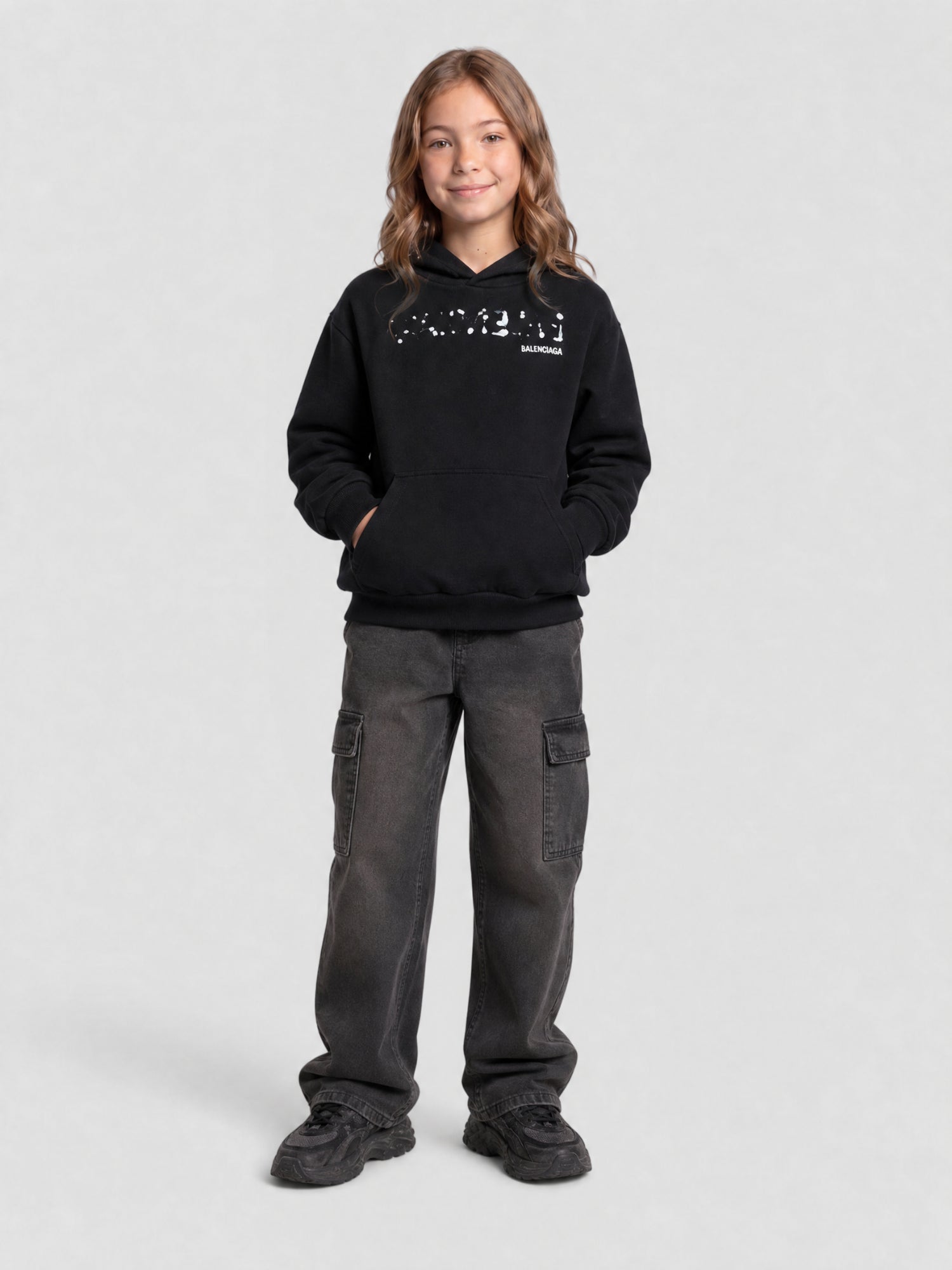 Hand-Drawn Balenciaga black & cocoa Hoodie - Black & Cocoa