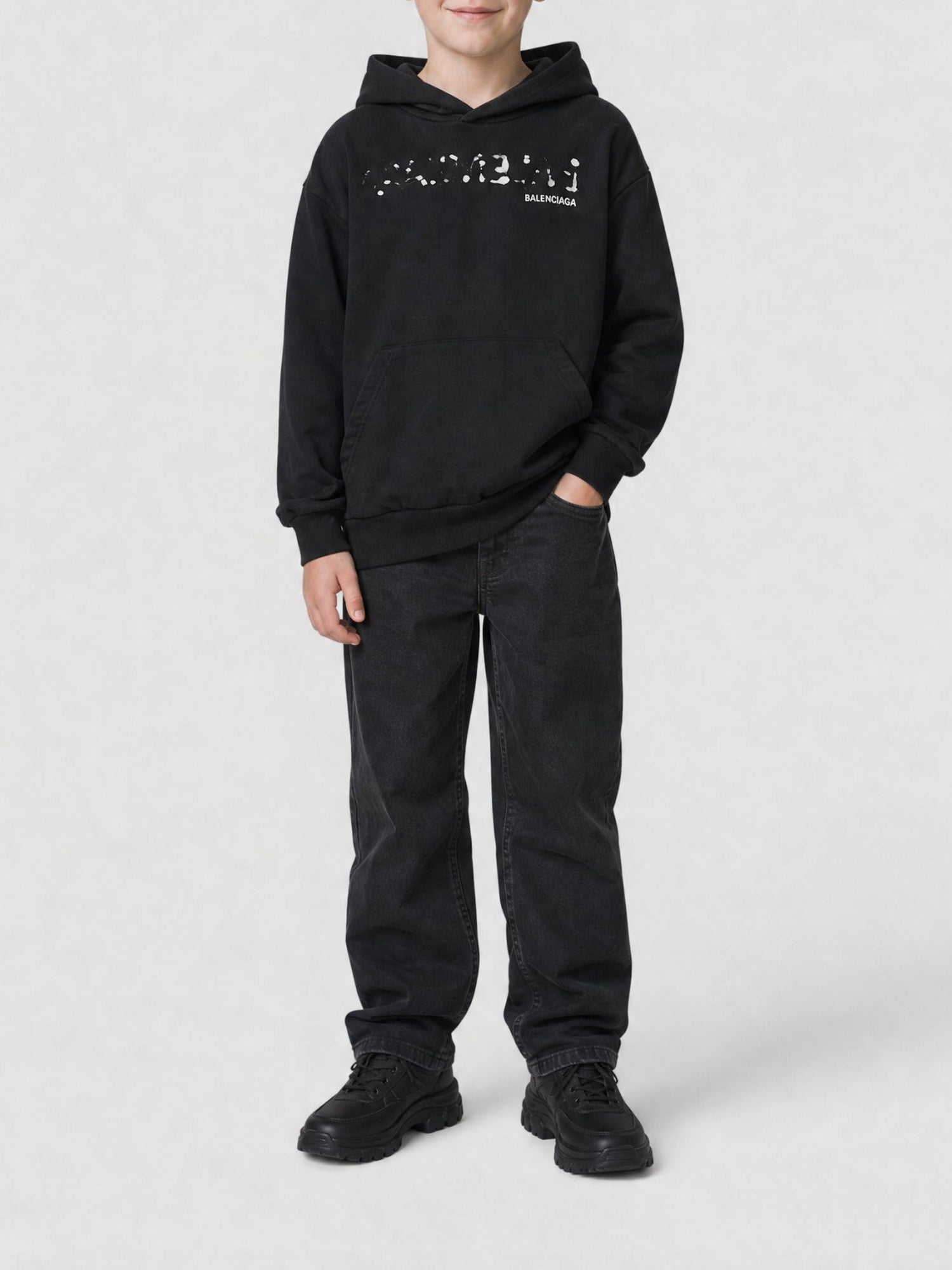 Hand-Drawn Balenciaga black & cocoa Hoodie - Black & Cocoa