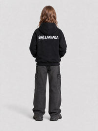 Hand-Drawn Balenciaga black & cocoa Hoodie - Black & Cocoa