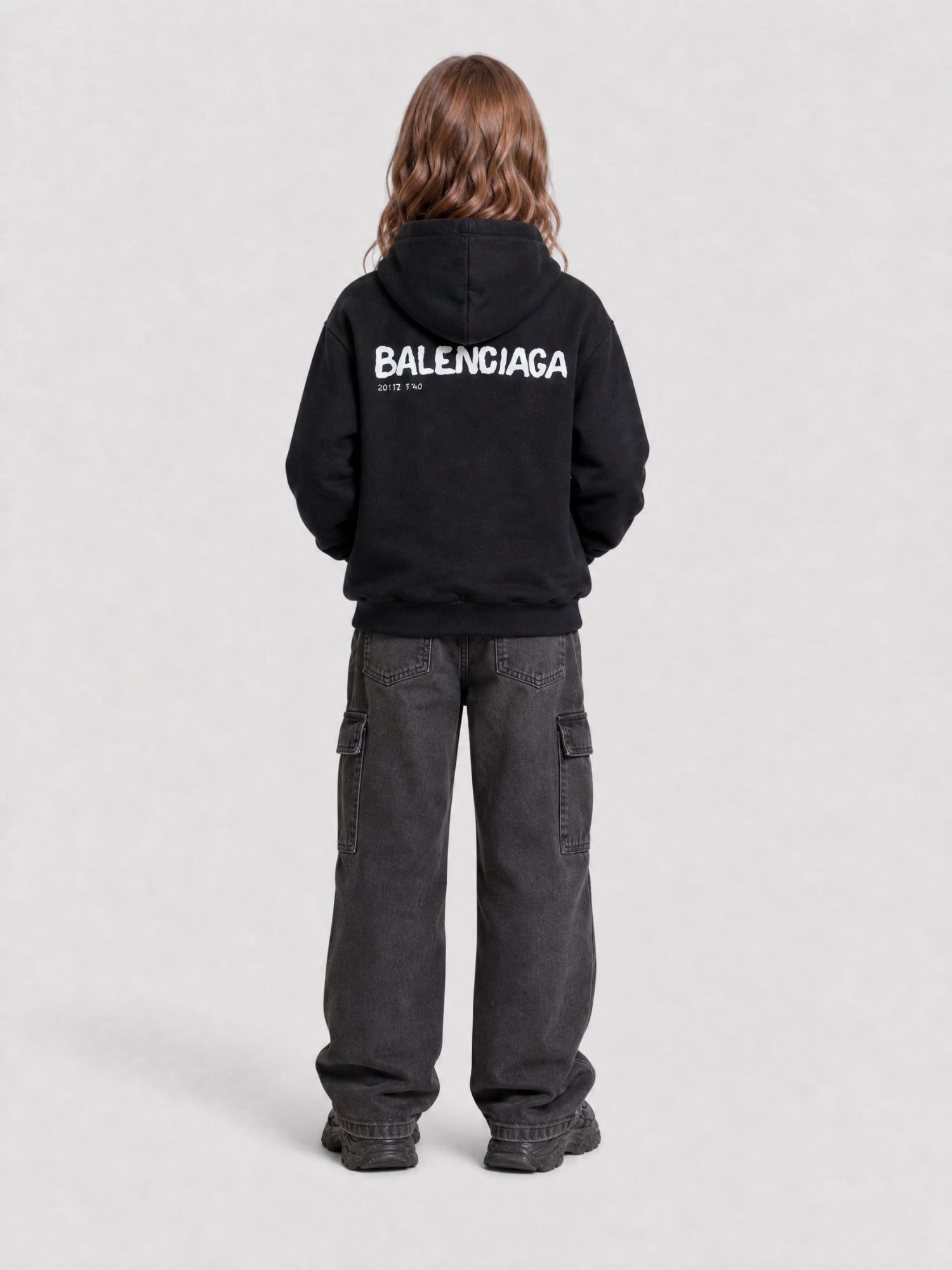 Hand-Drawn Balenciaga black & cocoa Hoodie - Black & Cocoa