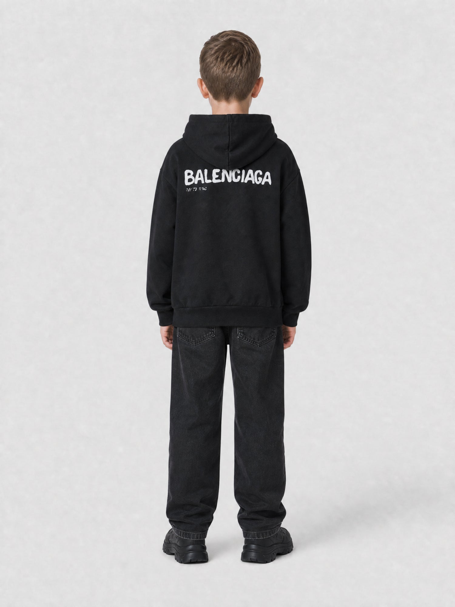 Hand-Drawn Balenciaga black & cocoa Hoodie - Black & Cocoa